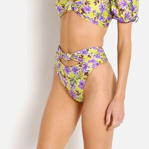 NWOT Beach Riot Robyn bikini bottom lime punch gardenias floral 12123